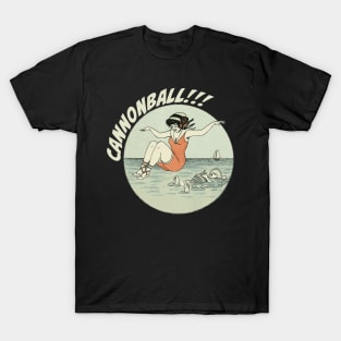 Vintage swimming image of woman doing a cannonball T-Shirt